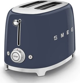 Тостер за хляб SMEG 50's Style TSF01NBEU, 950W, 2 филии, 6 нива, Тавичка за трохи, Вграден кабел, Неръждаема стомана, Тъмносин