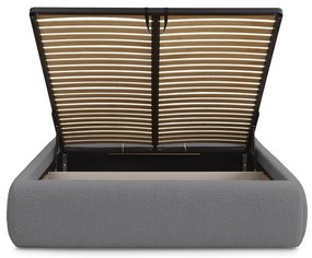 Тъмносиво двойно легло 160x200 cm тапицирано с място за съхранение/без табла с включена подматрачна рамка Inera – Bobochic Paris