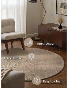 Бежов ръчно изработен вълнен кръгъл килим ø 200 cm Eleni Light Beige – Hanse Home