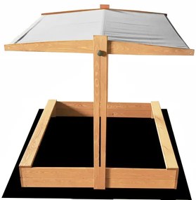 Детски пясъчник със сив покрив 120 x 120 cm