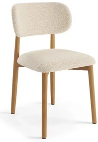 АЛДО Кремаво (тъкан Монза 90)/рамка лакиран дъб - ДЪРВЕН СТОЛ БУКЛЕ ЗА ДНЕВНА, ТРАПЕЗАРИЯ, КУХНЯ РЕТРО