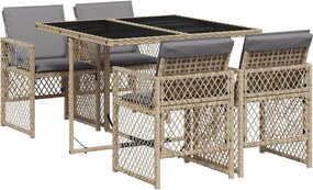 3210720 vidaXL Градински комплект с възглавници, 5 части, бежов полиратан