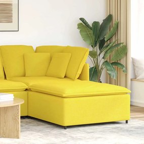 4104485 vidaXL Модулен диван с табуретка, светложълт, 100x100x48 см
