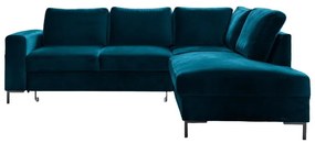 Тюркоаз кадифен разтегателен ъглов диван (десен ъгъл) Lofty Lilly – Miuform