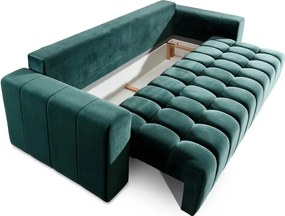 Тъмнозелен кадифен разтегателен диван с място за съхранение 247 cm Lazaro – ELTAP