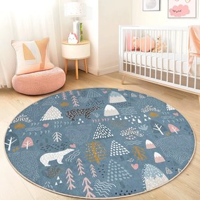 Син детски килим подходящ за пране ø150 cm Forest Land – Mila Home