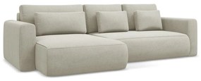 Бежов разтегателен ъглов диван с място за съхранение (ляв ъгъл) Kapua – Makamii