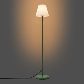 Външна подова лампа зелена с бял абажур IP65 - Virginia