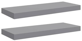 323854 vidaXL Окачени стенни рафтове, 2 бр, сиви, 60x23,5x3,8 см, МДФ