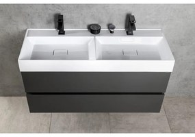 Бял двоен умивалник от отлят мрамор 119x44 cm Godiva – Sapho