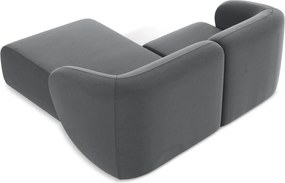 Сив кадифен ъглов диван (десен ъгъл) Lani – Makamii