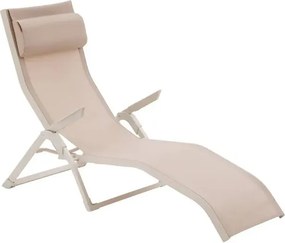 Сгъваем шезлонг Hesperide Decima, Алуминий - Глина/Лен