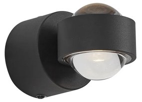Дизайнерска стенна лампа черна с LED IP44 - Lens