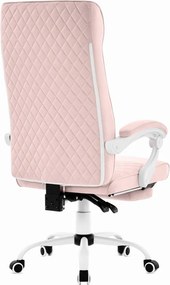 Ергономичен офис стол HC-1030 с пружинна седалка и товароносимост 120 кг – розов