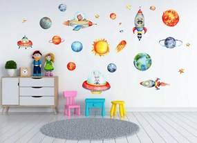 Цветен детски стикер за стена с космически мотив 80 x 160 cm