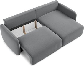 Сив кадифен сгъваем/с място за съхранение ъглов диван (десен ъгъл) Kalena – Makamii