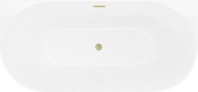 Mexen Oval Slim свободно стояща вана срещу стена 170 x 80 см, бяла, преливник златист четков - 52661708000-55