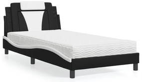 3208780 vidaXL Легло с матрак, черно и бяло, 100x200  см, изкуствена кожа