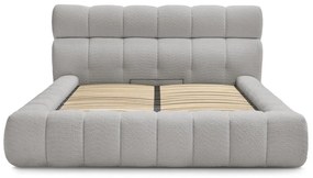 Светлосиво двойно тапицирано легло с място за съхранение с включена подматрачна рамка 160x200 cm Mont Blanc – Bobochic Paris