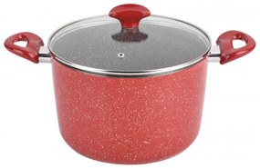 Дълбока тенджера с капак ZEPHYR Red Passion ZP 4418 E20D, 3.4 литра, 20х13.2 см, Мраморно покритие, Индукция, Червен