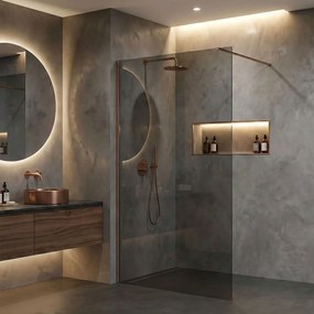 Параван за душ Rea Flexi Grey / Brush Copper 120