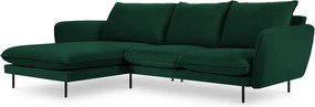 Тъмнозелен ъглов диван от кадифе (ляв ъгъл) Vienna - Cosmopolitan Design