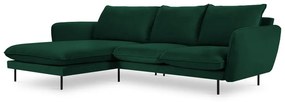 Тъмнозелен ъглов диван от кадифе (ляв ъгъл) Vienna - Cosmopolitan Design