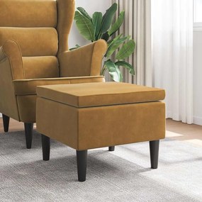 329444 vidaXL Табуретка с дървени крака, кафява, кадифе