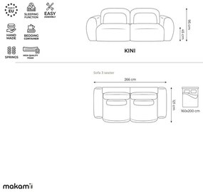 Тъмносив разтегателен диван с място за съхранение от рипсено кадифе 266 cm Kini – Makamii
