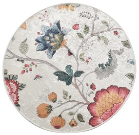 Сив кадифен килим за баня ø 100 cm Vintage Flower – Foutastic