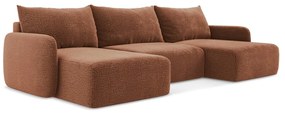 Разтегателен ъглов диван с място за съхранение в тухлен цвят Kalena – Makamii