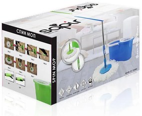 Въртящ се моп SAPIR SP 1120 BM1, 2 микрофибърни глави, Центрофуга, Стоманена дръжка, Син