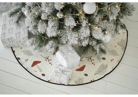 Бял памучен кръгъл килим за под елхата с коледен мотив подходящ за пране ø 133 cm Toadstool – Butter Kings