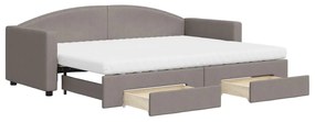 3197240 vidaXL Канапе с изтеглящо легло и чекмеджета таупе 80x200 см плат