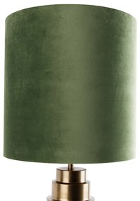 Tafellamp brons velours kap groen met goud 40 cm - Bruut