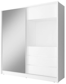 Плъзгащ се гардероб Sharp с огледало - бял - дължина: 200 см