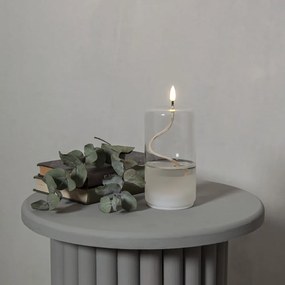 Бяла LED свещ в стъклен фламандър, височина 17,5 см Flamme Dot - Star Trading