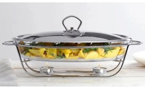 Съд за топло сервиране Bohmann BH 2008-30CG, 3l, Термоустойчиво стъкло, Капак, Поставка, Инокс