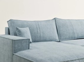 Светлосин шенилов сгъваем/с място за съхранение ъглов диван (U форма) Kyoto – Maison de Rêve