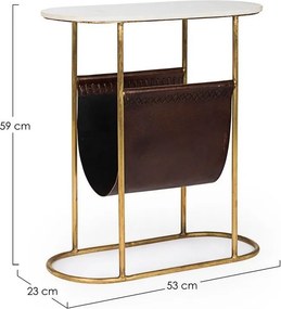 Кафява/ в златист цвят конзолна маса с мраморна плоча 23x53 cm Marmol – Bizzotto