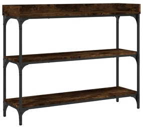 837809 vidaXL Конзолна маса с рафтове, опушен дъб, 100x30x80 cм