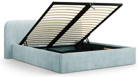 Двойно тапицирано легло с място за съхранение с включена подматрачна рамка в цвят мента 200x200 cm Elizabeth – Micadoni