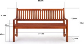 Градинска пейка от евкалиптова дървесина 152 cm