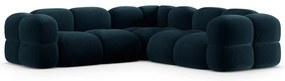 Тъмносин кадифен ъглов диван Loretto – Cosmopolitan Design