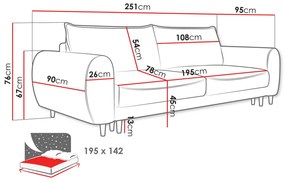 Диван Nosa двуместен-Ekrou