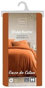 Оранжев/кафяв муселинов чаршаф 160x200 cm Angelia – douceur d'intérieur