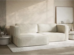 Кремав шенилов сгъваем/с място за съхранение ъглов диван (ляв ъгъл) Velto – Maison de Rêve