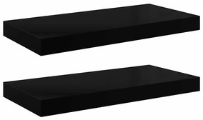 323767 vidaXL Окачени стенни рафтове, 2 бр, черен гланц, 50x23x3,8 см, МДФ