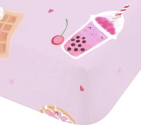 Розов еластичен единичен детски чаршаф 90x190 cm Sweet Treats – Catherine Lansfield