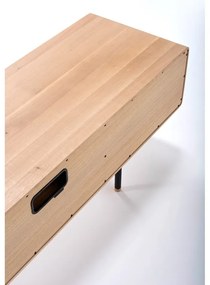 Черна/естествена маса за телевизор от масивен дъб 160x48 cm Fina – Gazzda